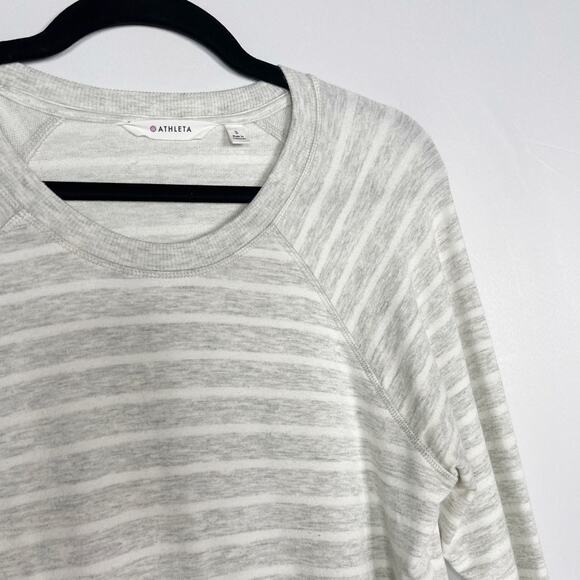 Athleta S Heather Gray Criss Cross Striped Long Sleeve Sweatshirt Dress Modal - Picture 3 of 11